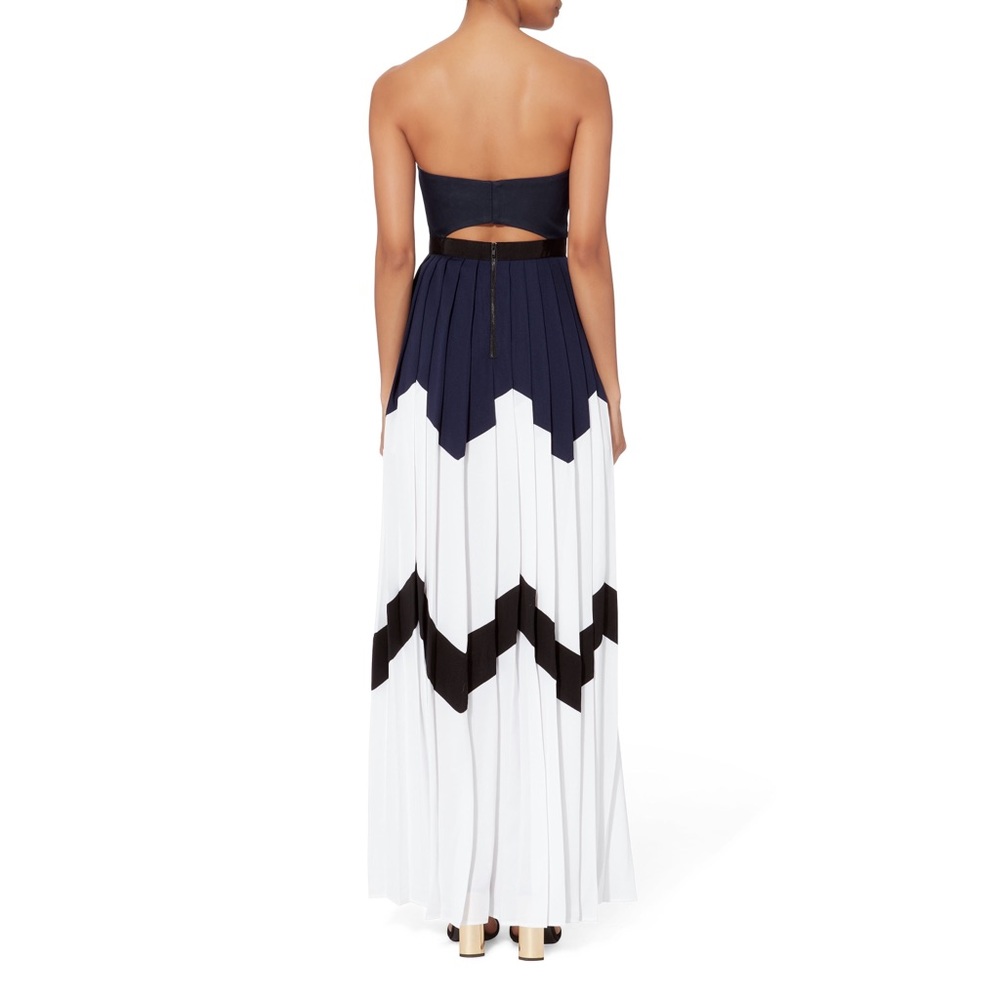 SELF PORTRAIT Bandeau Strapless Pleated High-Slit Maxi Dress Gown 8US = 12UK NEW - Picture 8 of 8